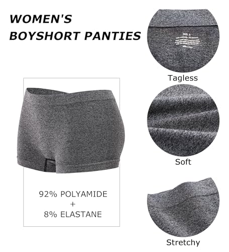 Seamless Boyshorts Boxer Briefs for Women 4 Pack