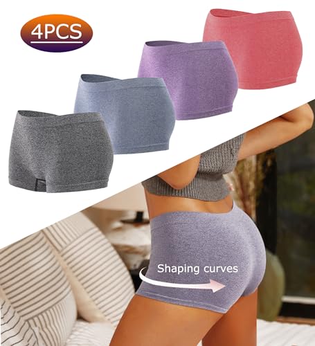 Seamless Boyshorts Boxer Briefs for Women 4 Pack