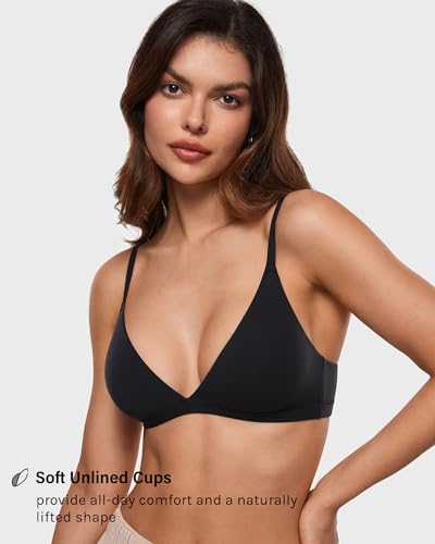 INLYRIC Women's Plunge Triangle Bralette Unlined Bra