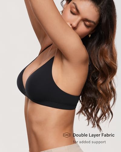 INLYRIC Women's Plunge Triangle Bralette Unlined Bra