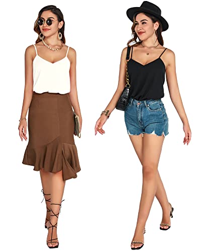 MANGOPOP Women's Bodysuit V Neck Spaghetti Strap Tank Tops Cami Backless Sleeveless Loose Fit Blouse Body Suits Sexy Casual