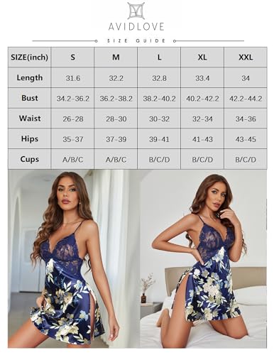 Blue Floral Baby Doll Nightgown Lingerie Gift