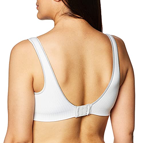 Hanes Women's Smooth Comfort Wireless, Seamless Full-Coverage T-Shirt Bra, Moisture Wicking, Single & 2-Pack, Sterling Grey Herringbone Print, X Large