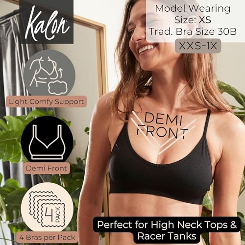 Kalon Women's 4 Pack Racerback Sports Bralette - Small