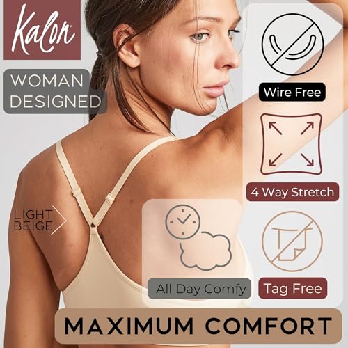 Kalon Women's 4 Pack Racerback Sports Bralette - Small