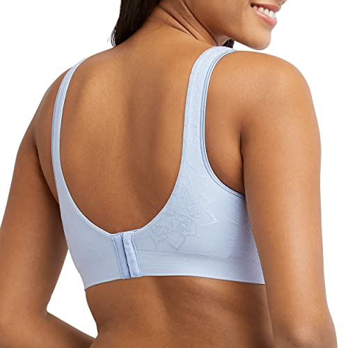 Bali Women's Wireless, Comfort Revolution Seamless Bra, ComfortFlex Fit, Moisture-Wicking, Blue Flight Aztec, 3X Large