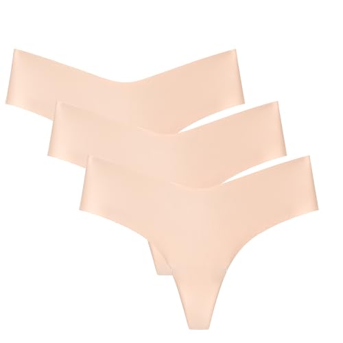 Seamless Invisible Thongs 3-Pack for Women, V-Waist