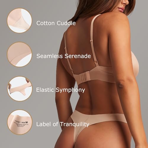 Seamless Invisible Thongs 3-Pack for Women, V-Waist