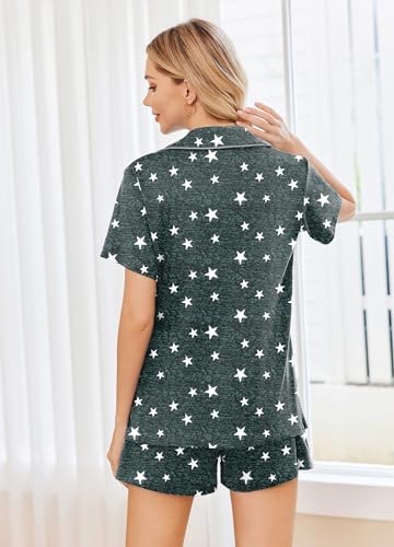 Ekouaer 2 Pack Womens Pajamas Set Button Down Summer Sleepwear Short Sleeve Comfy Pjs Loungewear Set(GP4,M)