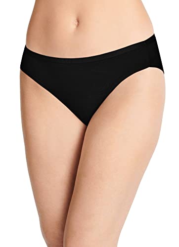 Jockey Women's Underwear Organic Cotton Stretch Logo Bikini - 3 Pack, Black, S