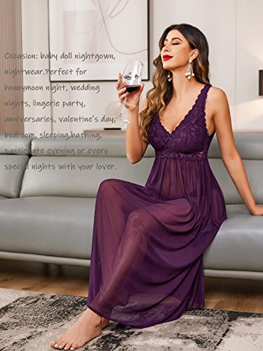 Purple Lace Babydoll Chemise Boudoir Nighty Sleepwear