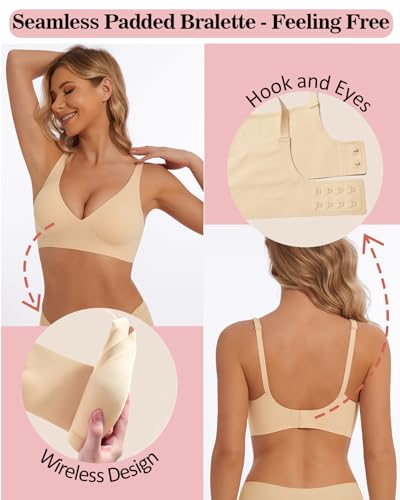 Deep V Push Up Bralette for Women, Nude