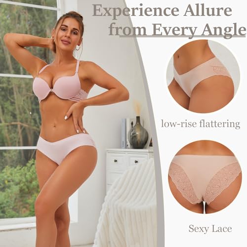 6 Pack Lace V-Waist Bikini Panties for Women