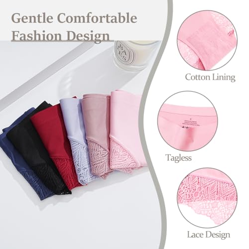 6 Pack Lace V-Waist Bikini Panties for Women