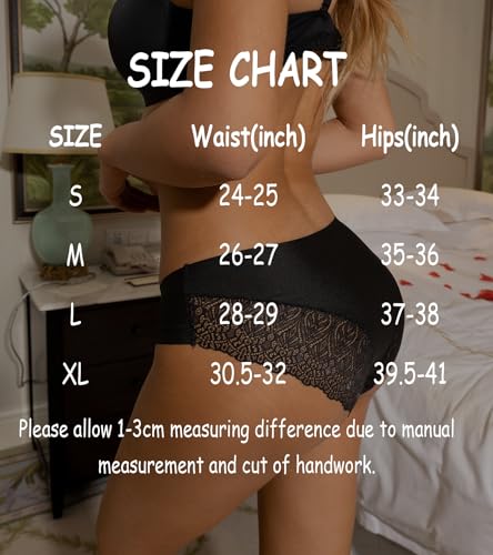 6 Pack Lace V-Waist Bikini Panties for Women