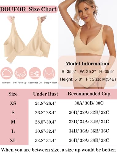 Deep V Push Up Bralette for Women, Nude