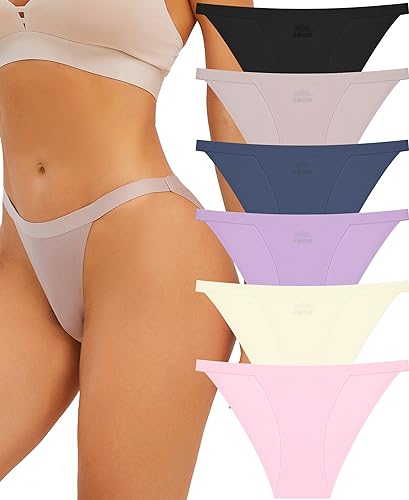 Seamless High Cut String Bikini Panties Low Rise Hipster Ladies Sexy Cheeky Underwear Brief 6 Pack