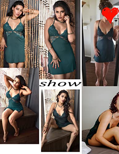 Avidlove Sexy Lace Babydoll Nightgown Lingeries Dark Green