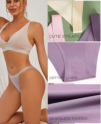 Seamless High Cut String Bikini Panties Low Rise Hipster Ladies Sexy Cheeky Underwear Brief 6 Pack