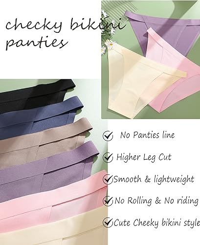 Seamless High Cut String Bikini Panties Low Rise Hipster Ladies Sexy Cheeky Underwear Brief 6 Pack