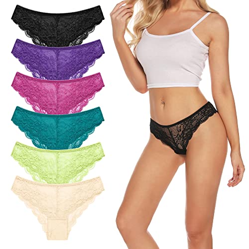 6 Pack Lace Cheeky Low-waist Sexy Bikini Panties