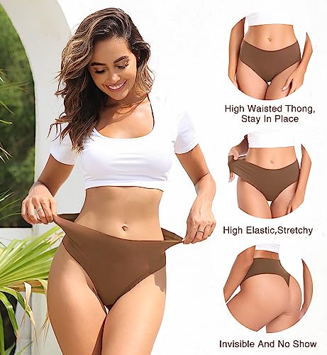 Wealurre Seamless High Waisted Thongs 6 Pack for Women