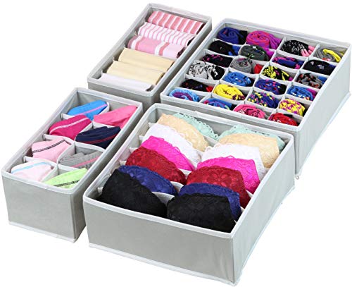 4-Piece Gray Lingerie Drawer Divider Set by Simple Houseware