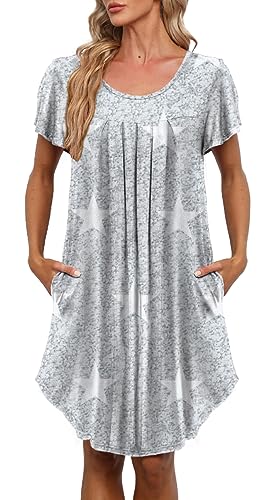 Bestshow Pleated Nightgown Soft Nightshirt Sleep Pajama Dress Short Sleepshirt Loungewear Sleepwear