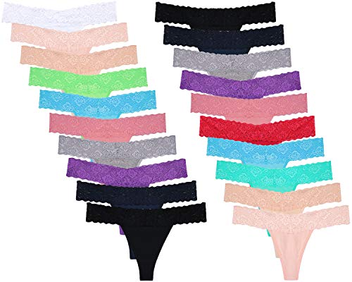 Lace Hollowed Out Sexy T Back Thong Panties