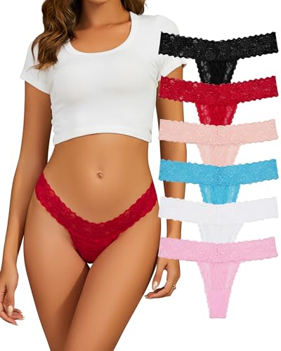Sunm Boutique Lace Thongs 6 Pack for Women
