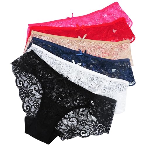 Sunm Boutique Women's 6-Pack Seamless Lace Bikini Panties
