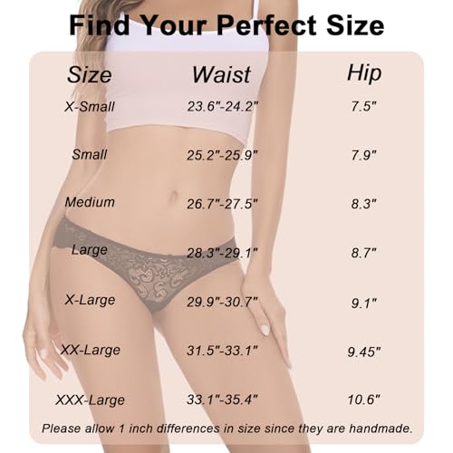 Sunm Boutique Women's 6-Pack Seamless Lace Bikini Panties