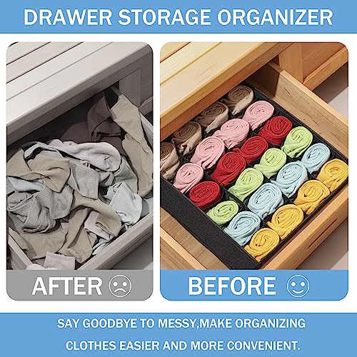 Black Foldable Drawer Organizer for Lingerie, Socks, Ties