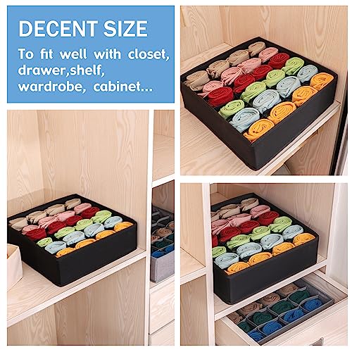 Black Foldable Drawer Organizer for Lingerie, Socks, Ties
