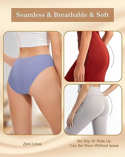 Sunm Boutique Seamless Underwear for Women Cheeky Panties No Show Underwear Invisible Breathable Stretch Bikini Panties 6 Pack