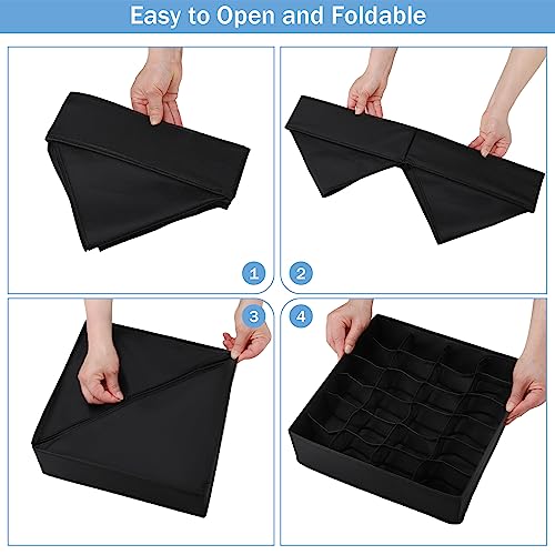 Black Foldable Drawer Organizer for Lingerie, Socks, Ties