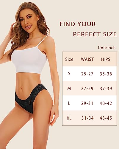 Sunm Boutique Seamless Underwear for Women Lace Panties No Show Bikini Underwear Sexy Cute Cheeky Hipster Stretch High Cut 6 Pack