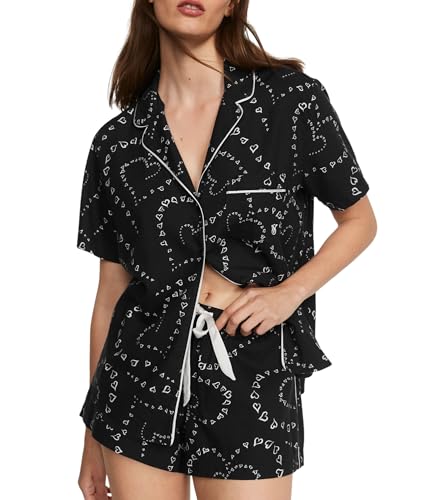 Victoria's Secret Flannel Short Pajama Set, Black, Size M
