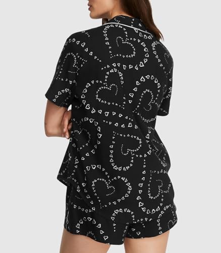 Victoria's Secret Flannel Short Pajama Set, Black, Size M