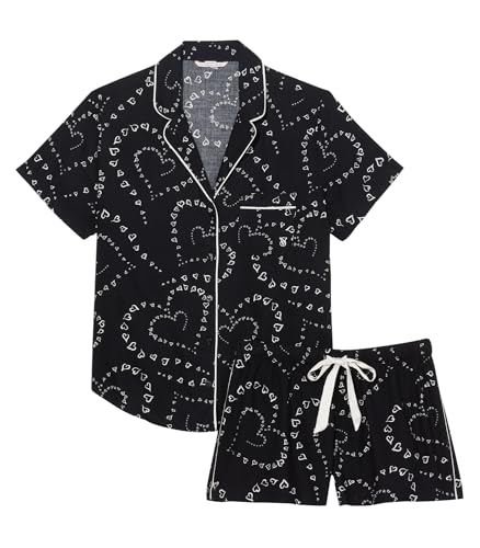 Victoria's Secret Flannel Short Pajama Set, Black, Size M
