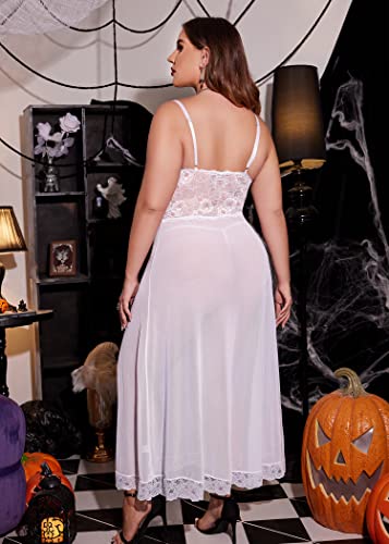 Avidlove White Mesh Negligee Teddy Nightie Women 4XL