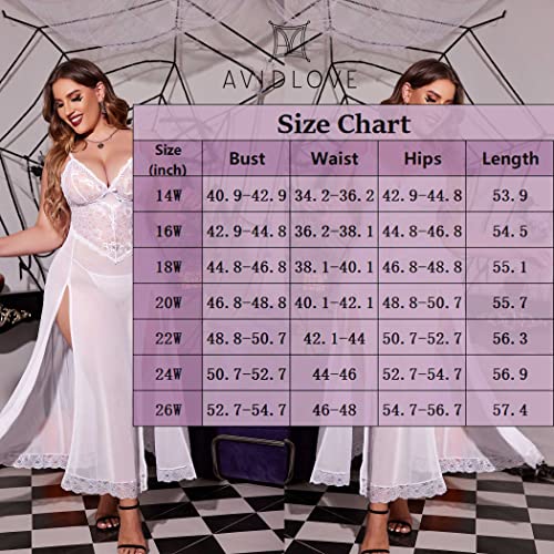 Avidlove White Mesh Negligee Teddy Nightie Women 4XL