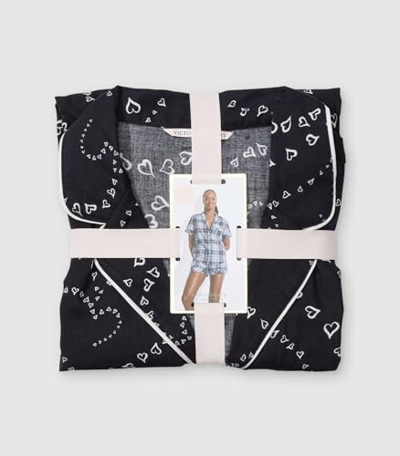 Victoria's Secret Flannel Short Pajama Set, Black, Size M