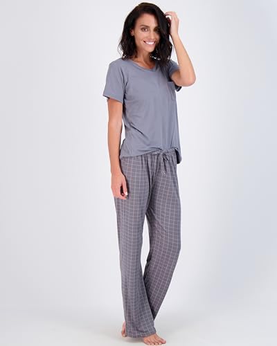 Real Essentials Women’s Pajama Sets V-Neck Ladies Soft Winter Fall Comfy Fashion Sleepwear Lightweight Pajamas Clothes Loungewear Pijama Mujer Tops Pants Bottoms Fall Warm Silky Pj Sets for Women