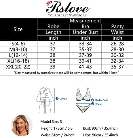 RSLOVE Lace Kimono Bra Panty Lingerie Set Black