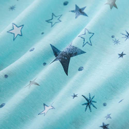 Women Short Sleeve Pajama Set Tops with Capri Pants Cartoon Print Sleep Shirt Two Piece Sleepwear Pj Set Green Star L