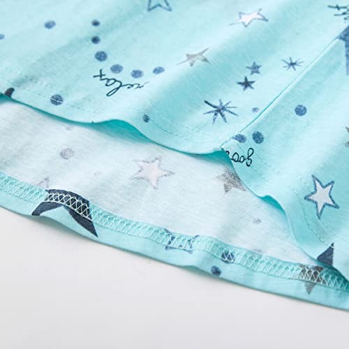 Women Short Sleeve Pajama Set Tops with Capri Pants Cartoon Print Sleep Shirt Two Piece Sleepwear Pj Set Green Star L