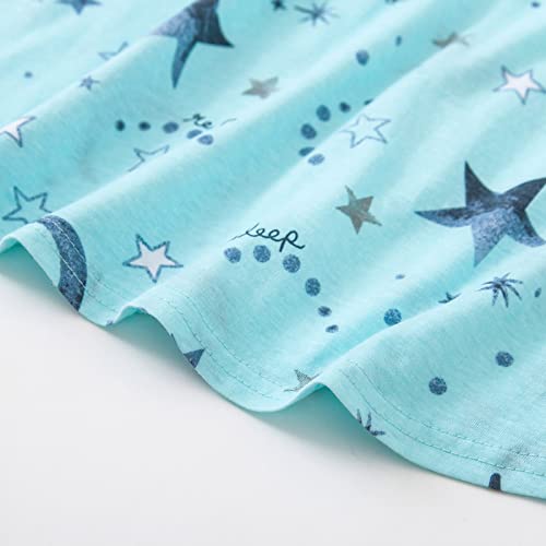 Women Short Sleeve Pajama Set Tops with Capri Pants Cartoon Print Sleep Shirt Two Piece Sleepwear Pj Set Green Star L