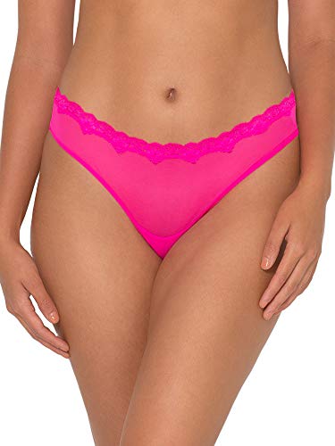 Electric Pink/Black Lace Trim Panty 2-Pack, Thongs/Bikinis
