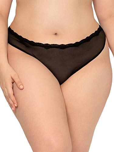 Electric Pink/Black Lace Trim Panty 2-Pack, Thongs/Bikinis